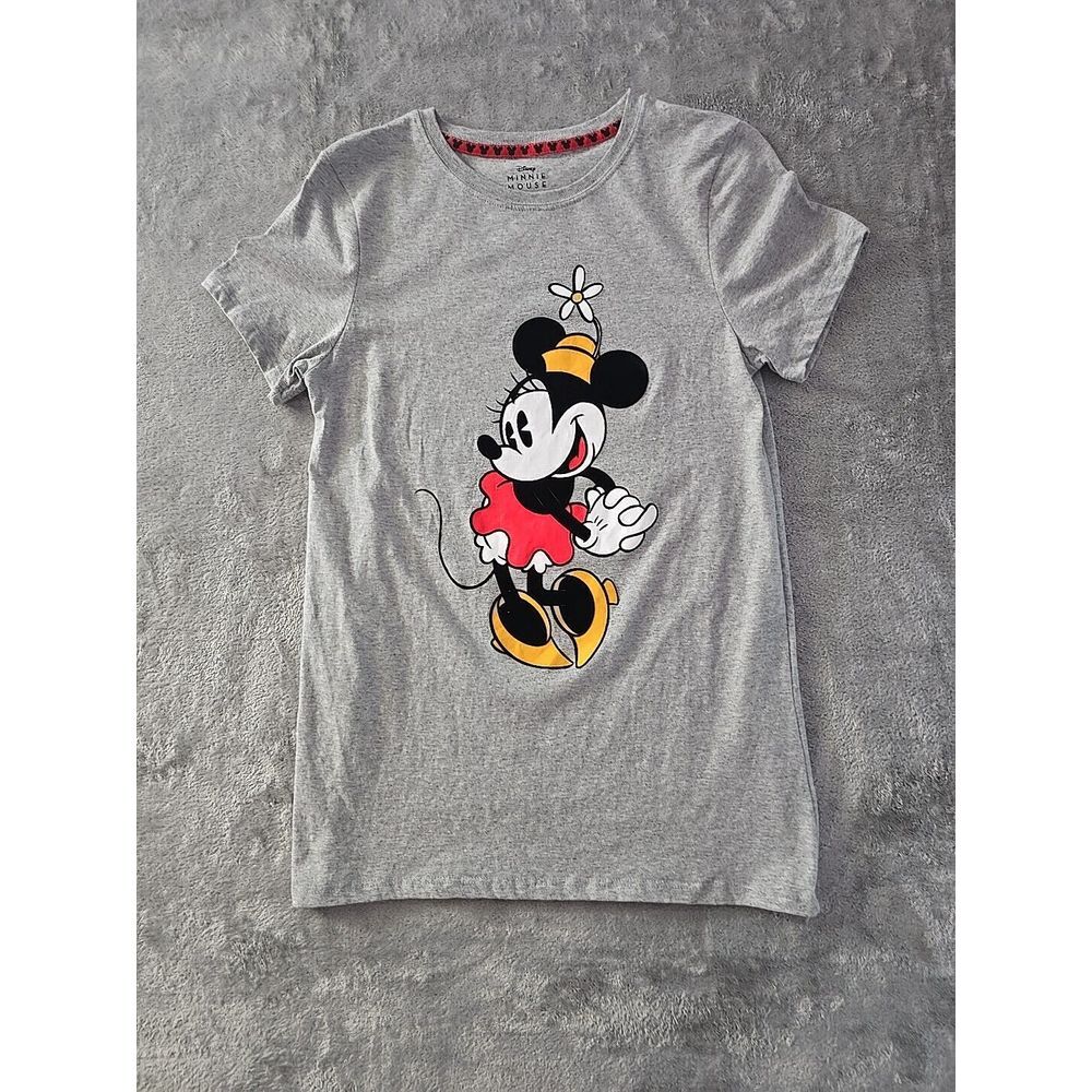 Disney Minnie Mouse T-Shirt‎ Gray Graphic Print Cotton Blend Size L